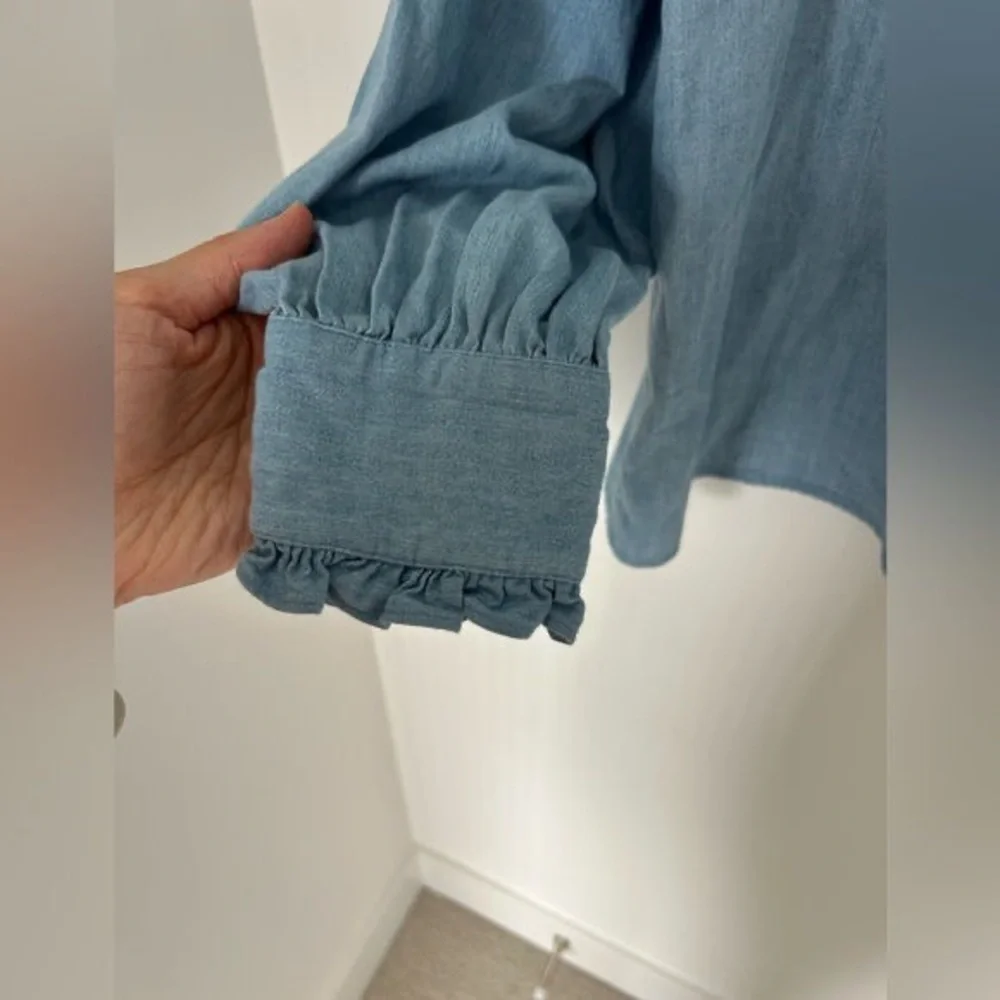 Blue Eyelet Detail Women's Top - Picture 2 of 4